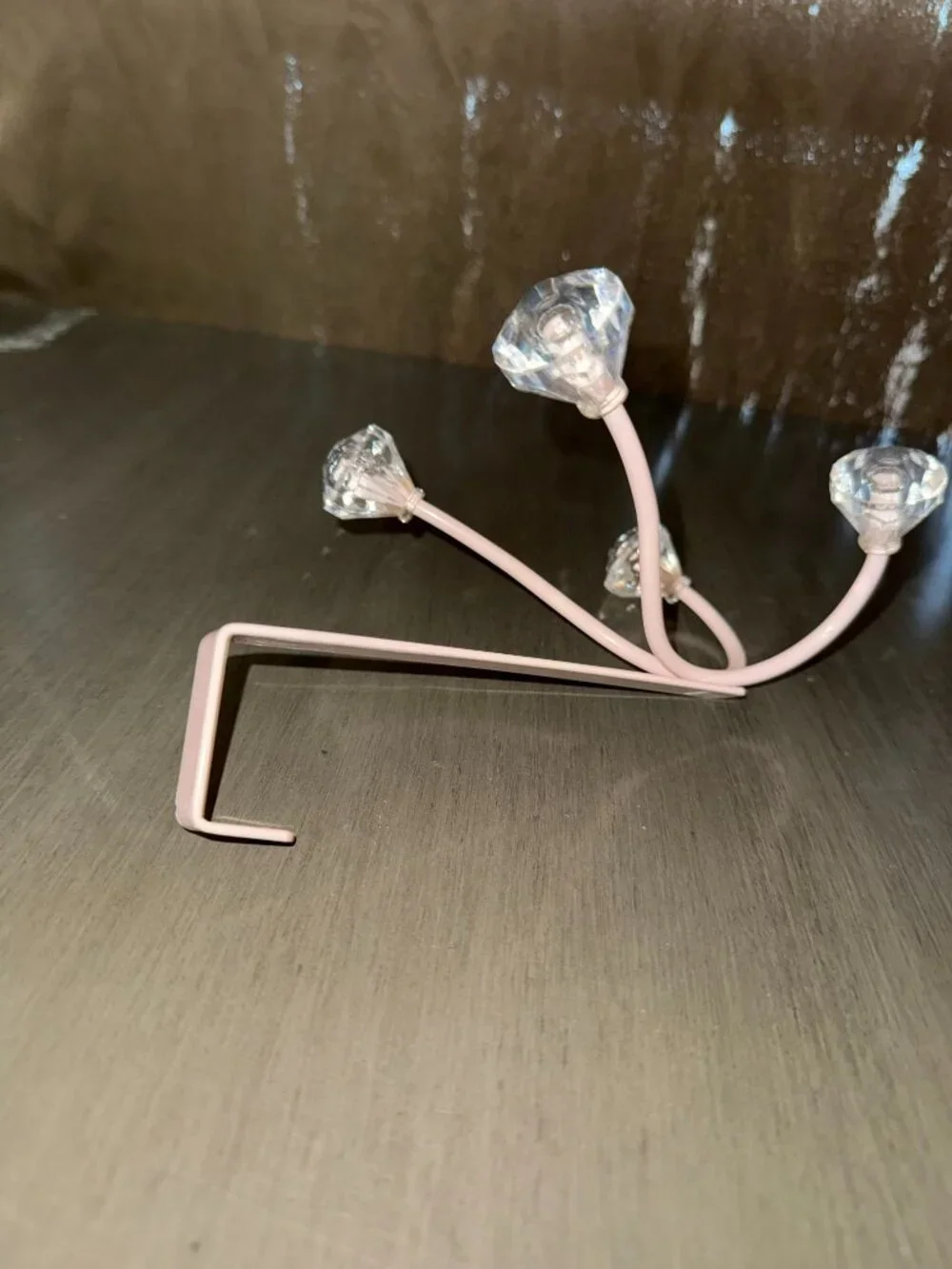 Pink Over-the-Door Hook Rack with Crystal-Style Knobs